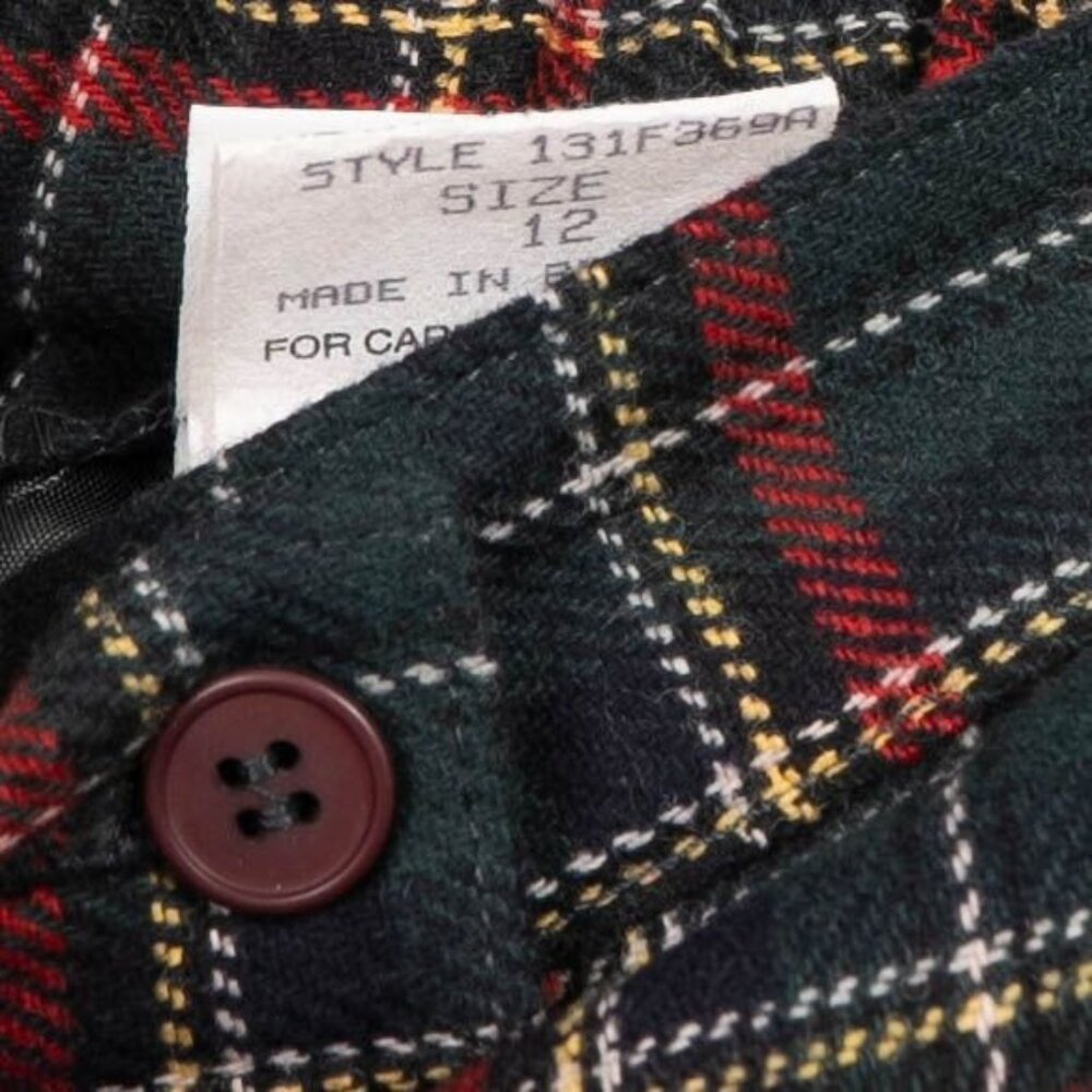 Koret VTG Plaid Tartan Pleated Pants 12 Womens Red Green Wool Blend High Waist - Picture 5 of 6